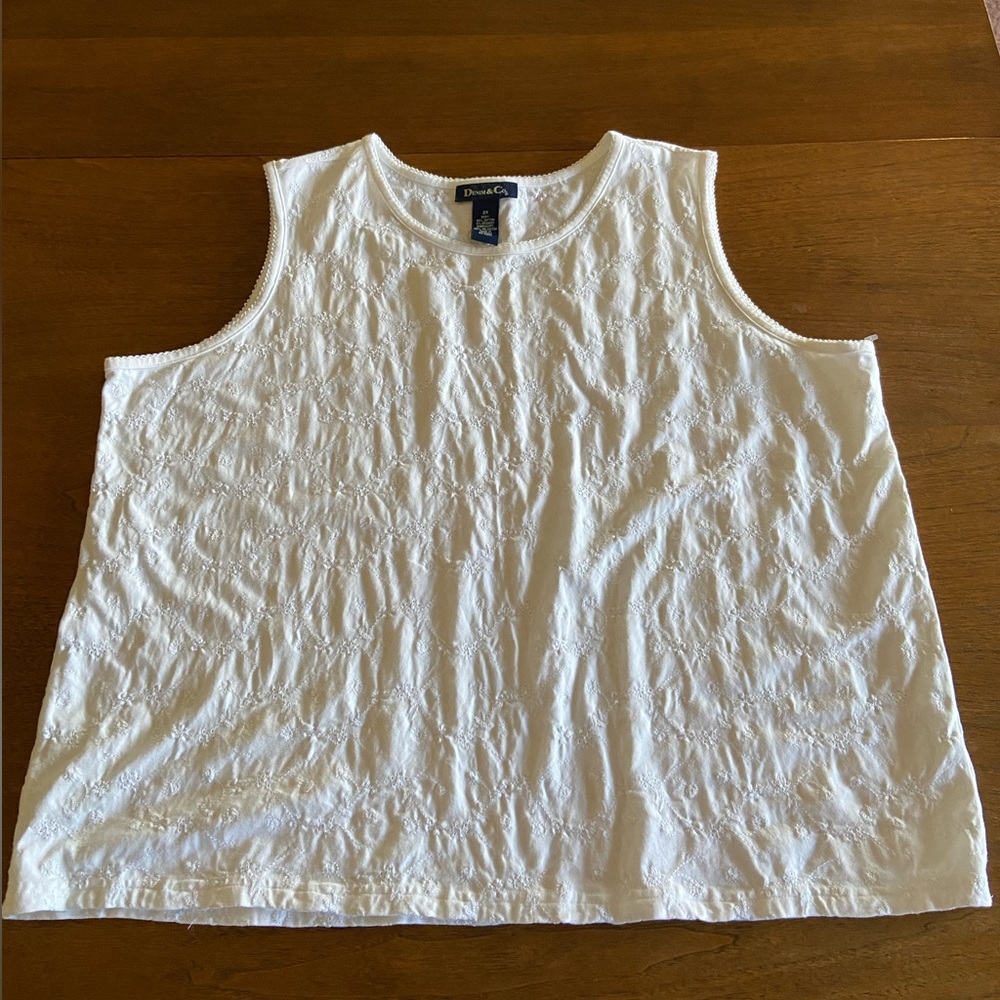 Denim & Co. creamy white eyelet tank top, size 2X women